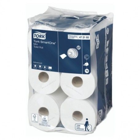 PAPEL WC 2 CAPAS TORK SMART-ONE MINI T9 BLANCO 12 UNIDADES