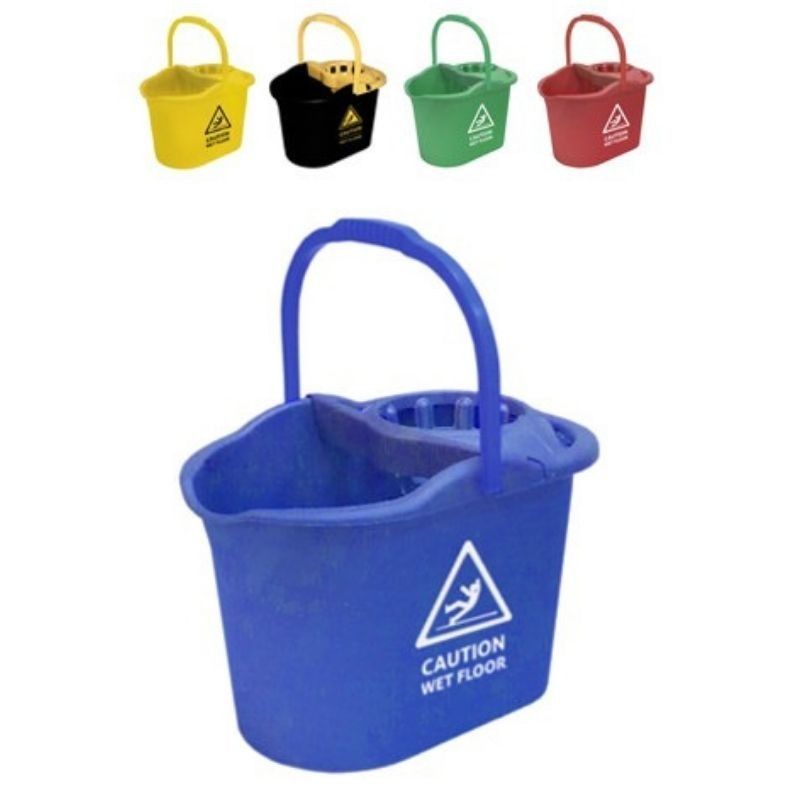 CUBO CAUTION CON ESCURRIDOR AZUL 16L