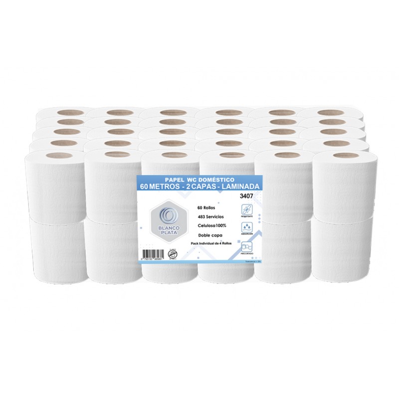 PAPEL WC DOMÉSTICO 60 2 CAPAS GOFRADO...