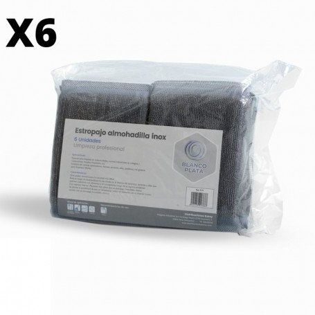 ESTROPAJO ALMOHADILLA INOX BLANCOPLATA 6 UNIDADES