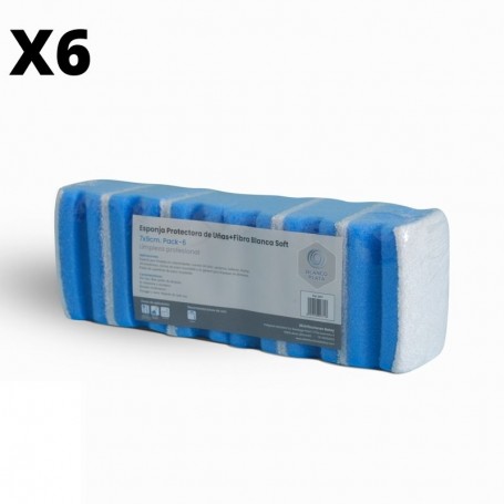 ESPONJA PROTECTORA UÑAS+ FIBRA BLANCA SOFT BLANCOPLATA 7X9CM 6 UNIDADES