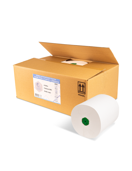 BOBINA AUTOCORTE 150M 2 CAPAS CAUTIVO BLANCOPLATA 6 UNIDADES