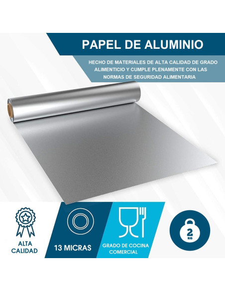PAPEL ALUMINIO INDUSTRIAL 30CM ANCHO 13 MICRAS 171 METROS 1,2KG