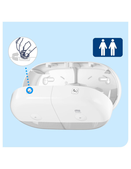 DISPENSADOR TORK PAPEL WC SMART ONE MINI DOBLE T9 BLANCO