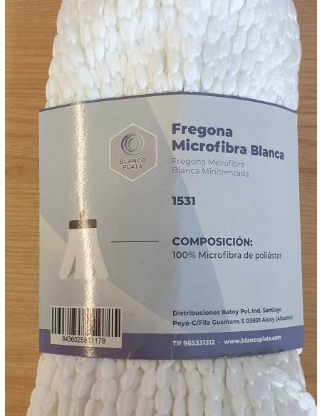 FREGONA MICROFIBRA BLANCA MINITRENZADA 160GR BLANCOPLATA