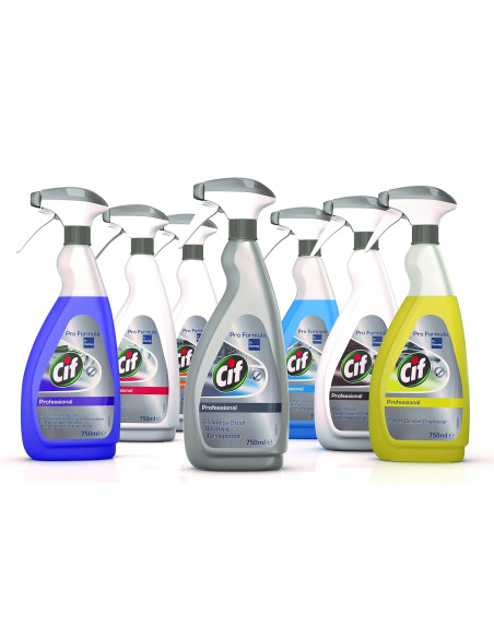 LIMPIADOR DE ACERO INOXIDABLE Y CRISTALES CIF PROFESIONAL 0,75 LITROS
