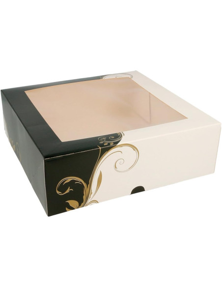 García de Pou 204.70 Cajas Pastelería con Ventana 275 G/M2, 23 x 23 x 7.5 cm, Set de 50, Blanco