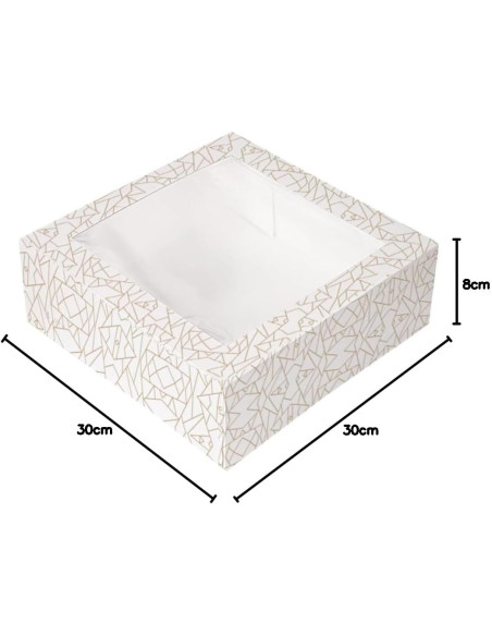 García De Pou 50 Unidades - Cajas Pastelería Con Ventana 'Thepack' 250 G/M2 + Opp 30X30X8 Cm Blanco Cartón Ondulado Nano-Micro