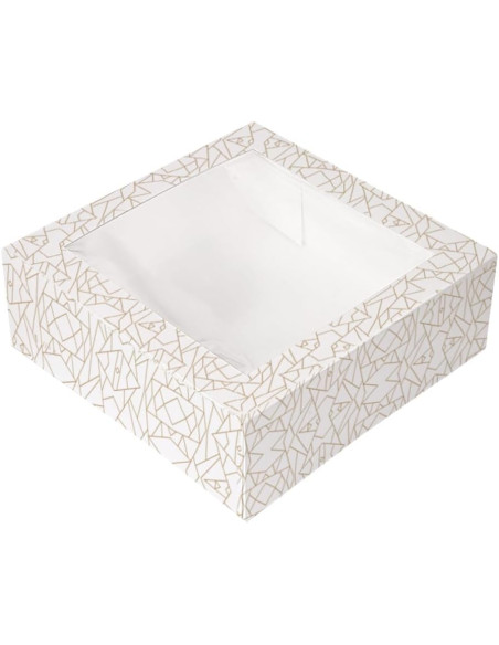García De Pou 50 Unidades - Cajas Pastelería Con Ventana 'Thepack' 250 G/M2 + Opp 30X30X8 Cm Blanco Cartón Ondulado Nano-Micro