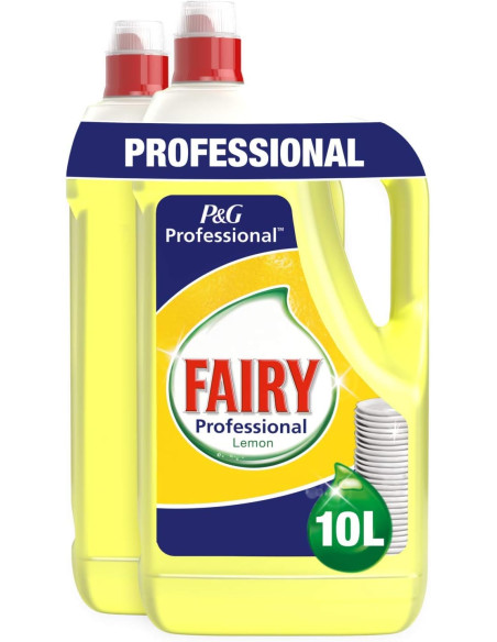 Fairy Professional Lemon - Detergente líquido para platos a mano, limón, 10 l, tamaño maxi, 2 x 5000 ml