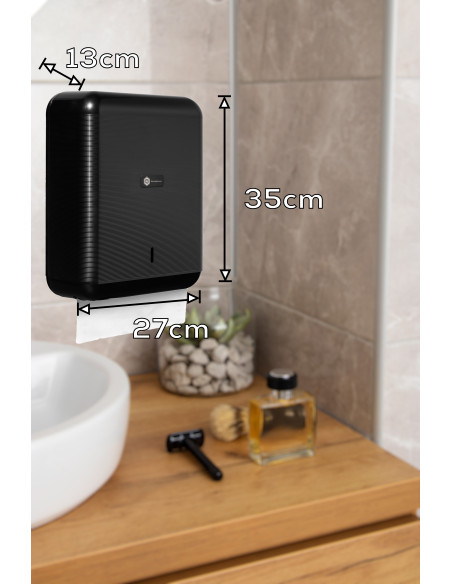 DISPENSADOR DE TOALLAS EN ZIG ZAG  NEGRO BLANCOPLATA