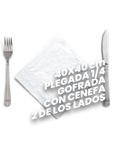 SERVILLETA CELULOSA BLANCA 2 CAPAS 40X40 2400 UNIDADES