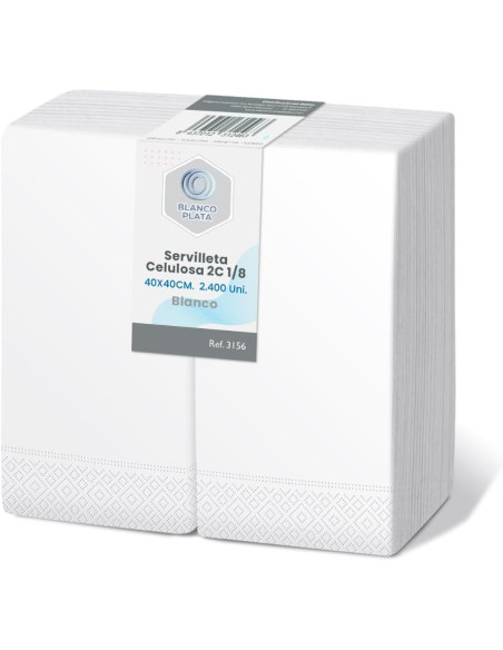 SERVILLETA CELULOSA BLANCA 40X40CM  1/8 2400 UNIDADES