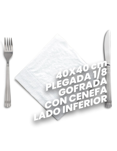 SERVILLETA CELULOSA BLANCA 40X40CM  1/8 2400 UNIDADES